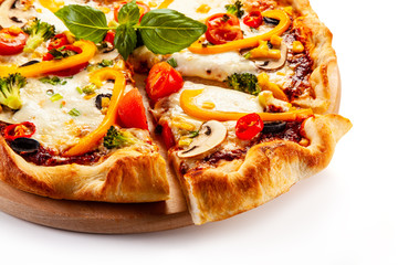 Margherita pizza on white background
