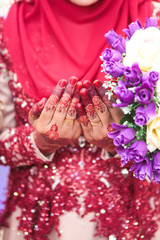Midsection Of Bride With Hands Cupped Praying