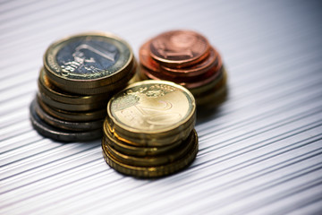 Euro coins stacked