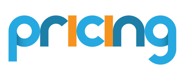 PRICING blue and orange vector geometric type banner