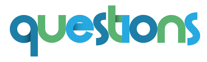 QUESTIONS blue and green vector geometric type banner