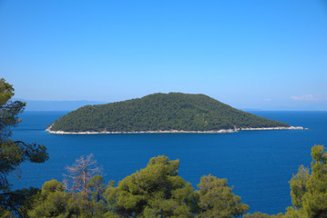 Fototapeta na wymiar Skopelos, Greece 5/23/2020. Kastani beach, ready for the tourist season, summer 2020