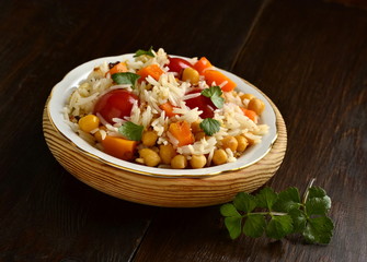 Rice with pumpkin, chickpeas and cherry