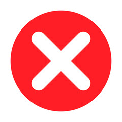 Cross mark icons, flat round buttons. Vector