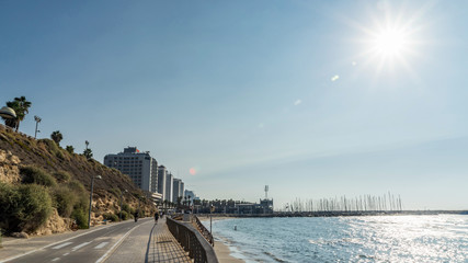 Embankment in the center of Tel Aviv on sunny day, Israel.