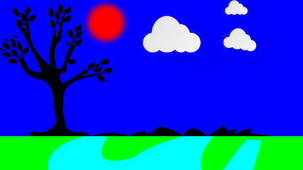 Fototapeta premium blue sky with black tree background