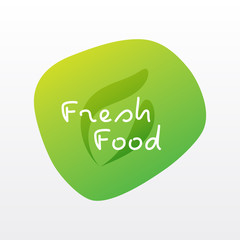 Fresh food icon. Green gradient vector sign isolated. Illustration symbol for label, product sticker, healthy eating, design