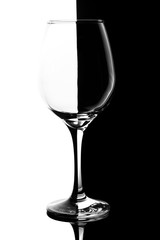 wine glass on black and white