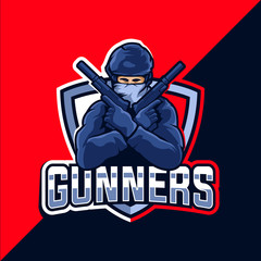 Gunner esport mascot logo design