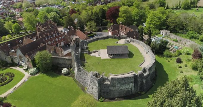 Old keep and modern structure in English Countryside