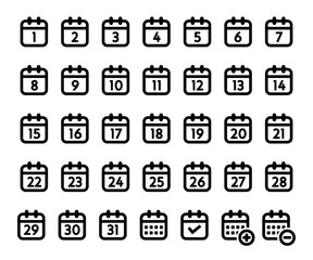 日ごとのカレンダーのアイコンのセット／シンプル／イラスト