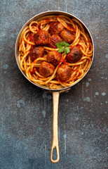 Meatballs pasta in tomato sauce
