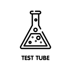 Test tube for lab outline icon design style illustration on white background