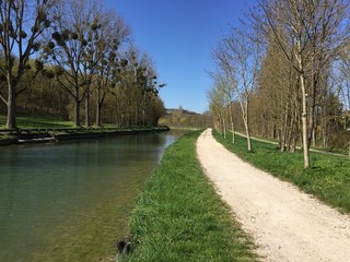 Different stages of spring on the Burgundy Canal near Dijon, France