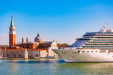 Cruise ship passing central Venice