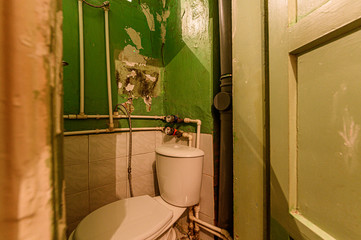 Russia, Moscow- January 27, 2020: interior room apartment decrepit old careless not modern setting....