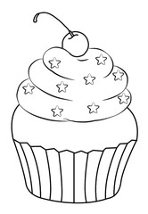 chocolate cake with cherry outline image 