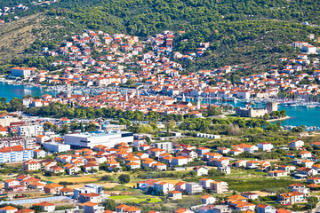 Fototapeta premium Trogir riviera. Town of Trogir view from the hill