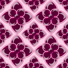 Seamless 3D illustration with precious stones with decorative elements.Regular pattern with glass elements. Luxury texture.