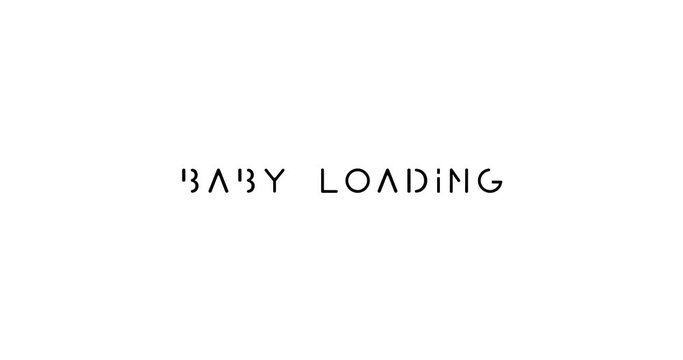 Baby Loading Text Animation -4K Resolution. On White Background