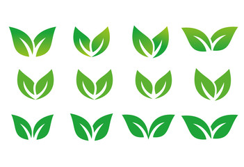 Eco green leaf logo icon stock illustration
