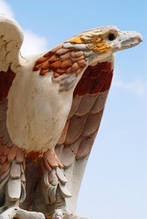 Decorative element on the exterior wall of a house in the village of Olympos in Karpathos island, Greece.