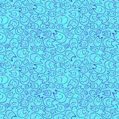 seamless pattern with blue cats