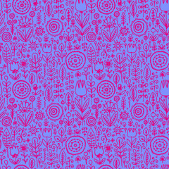 vector seamless pattern with flowers