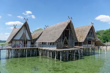 Fototapeta na wymiar Pfahlbauten Unteruhldingen at lake contance, unesco world heritage