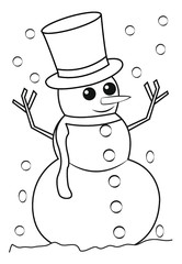  snowman outline cartoon coloring book/animal/vegetable/ character