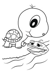  outline cartoon coloring book/animal/vegetable/ character