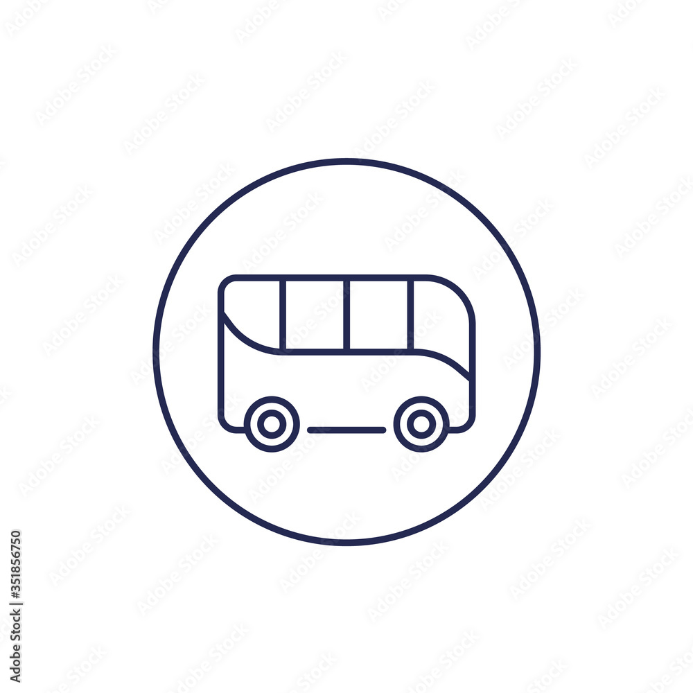 Sticker bus icon, line vector, side view