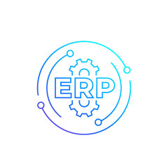 ERP, enterprise resource planning, line vector icon - obrazy, fototapety, plakaty