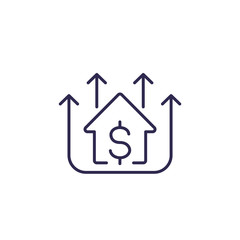 house prices growing line icon