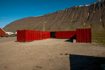red container landscape at port