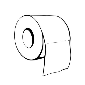 recommend clip art: A roll of toilet paper in the Doodle style.Hand-drawn toilet paper.Vector illustration isolated on a white background.