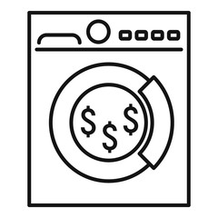 Money wash machine icon. Outline money wash machine vector icon for web design isolated on white background