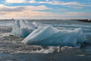 Ice on a beach . Iceland