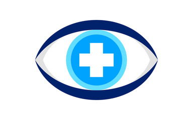 eye blue with cross sign isolated on white, eyeball and plus symbol, health care eye concept, eyesight, see, vision, look, view and optical symbol, blue eye for graphic logo