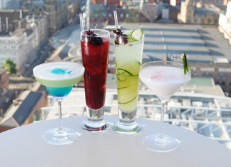 Summer cocktails served on a table