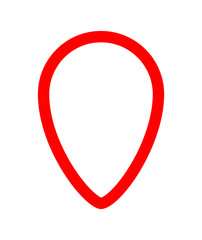 pin symbol outline red simple for icon isolated on white, red pin circle for location icon marker, pin symbol for position map, pin place flat icon red for navigation search