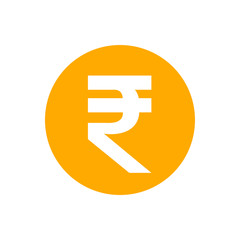 rupee currency coin orange for icon isolated on white, rupee money for app symbol, simple flat rupee money, currency digital rupee coin for financial concept