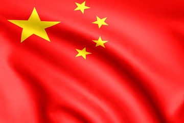 Flag of China. Background with folds. 3D render.