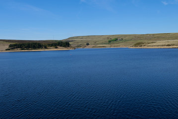 Full view of Winscar Reservoir 2, at Dunford Bridge, Barnsley, South Yorkshire.