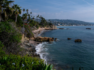 Photograph of a cliff at Laguna beach from California coast in a sunny day 