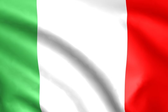Flag of Italy. Background with folds. 3D render.