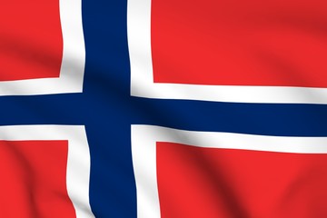 Flag of Norway. Background with folds. 3D render.