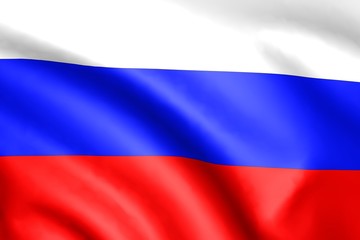 Russian flag. Background with folds. 3D render.