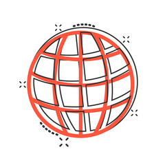 Earth planet icon in comic style. Globe geographic cartoon vector illustration on white isolated background. Global communication splash effect business concept.