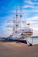 View of vintage Gorch Fock I. It is a three-mast barque, the first of a series built 1933 as school...